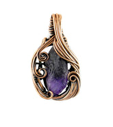 Fancy Raw Amethyst Pendant Wrapped In Oxidized Copper Wire Handmade Style B | Woot & Hammy